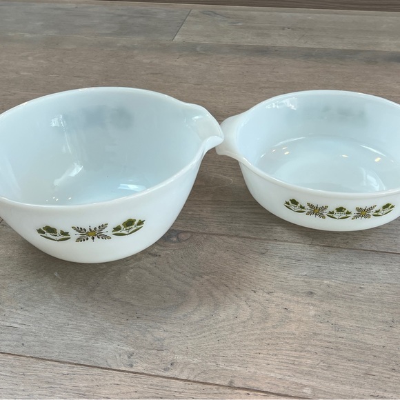 Vintage Anchor Hocking Meadow Green FireKing Dishes Set of 2 - Picture 2 of 15